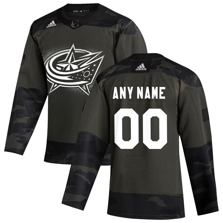Columbus Blue Jackets Adidas 2019 Veterans Day Authentic Custom Practice NHL Jersey Camo->customized nhl jersey->Custom Jersey